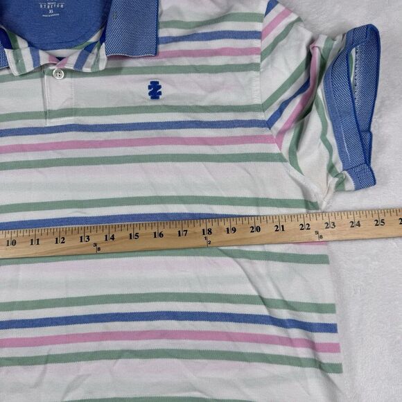 Izod Advantage Performance Golf Polo Shirt Mens Large Striped Performance Casual - Picture 12 of 13